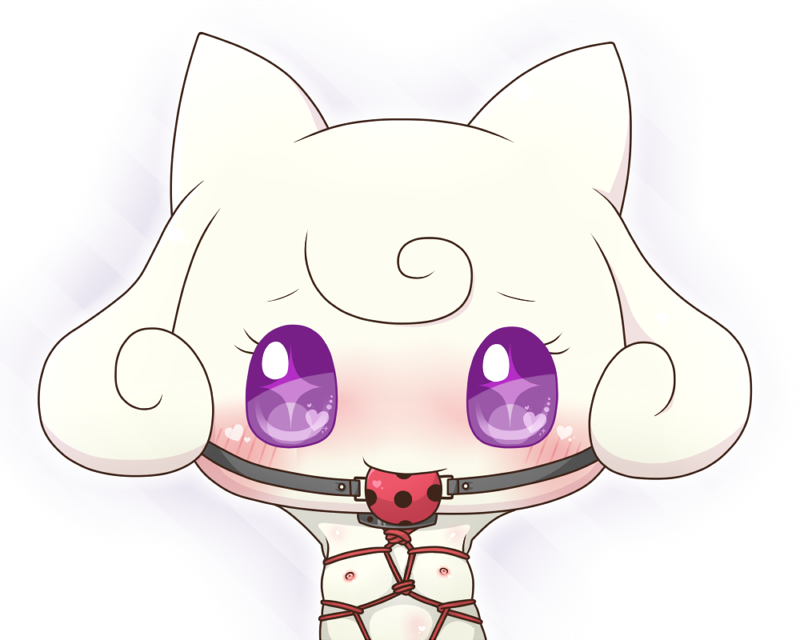 1girls anthro artist_request ball_gag blush bondage flat_chest furry gag pianitchi tagme tamagotchi