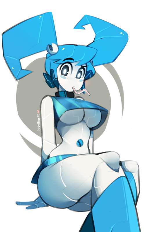 alternate breast size, blue hair, breasts, female, female only, jenny wakeman, my life as a teenage robot, nickelodeon, postblue98, robot, robot girl, smooth skin, thick thighs, thighs, twintails, underboob, xj-9