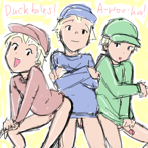 3boys dewey_duck disney ducktales huey_duck louie_duck male male_only penis rough_sketch tagme