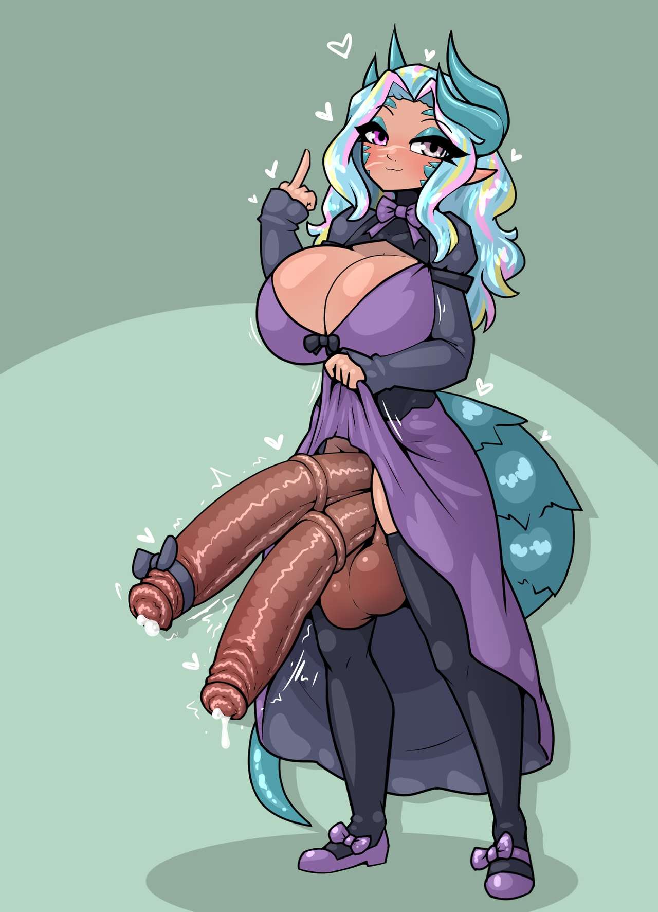 1futa, animal genitalia on humanoid, breasts, diphallia, diphallism, futa focus, futa only, futanari, horsecock, horsecock futa, horsecock on humanoid, intersex, june (jakal), limebreaker, multi genitalia, multi penis, original, penis, tagme