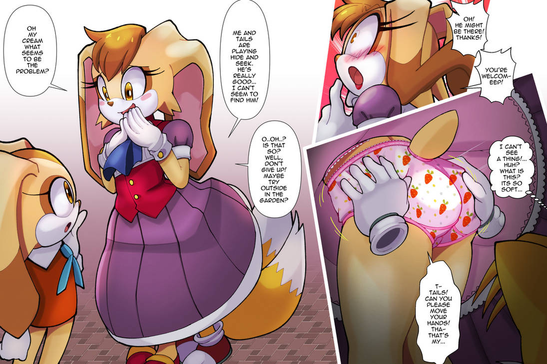 accidental circumstance, accidental pervert, age difference, ass, comic, cream the rabbit, embarrassed, english text, euf-dreamer, female, female focus, fox, furry, grabbing ass, innocent, lipstick, male, miles prower, miles tails prower, older female, older female and younger male, panties, print panties, print underwear, rabbit, sega, size difference, smaller male, sonic (series), strawberry panties, tail, tails, tails the fox, unaware, under dress, underwear, upskirt, vanilla the rabbit, young, younger male