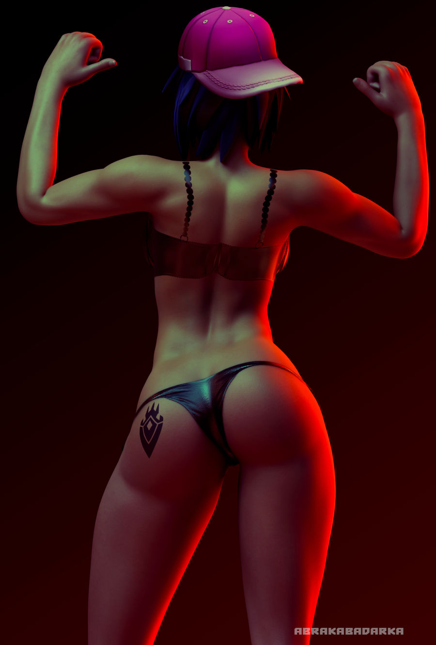 1girls 3d abrakabadarka ash_(paladins) bra flexing from_behind paladins panties solo street_style street_style_ash