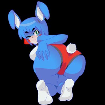 1girls, anthro, ass, ass focus, big breasts, blue fur, blue skin, blush, blushing, bra, breasts, bunny, bunny ears, bunny tail, female, five nights at freddy's, five nights in anime, fnaf, foulsoul, grabbing ass, green eyes, one eye closed, panties, pov, red, red panties, seductive, seductive eyes, seductive look, smile, socks, solo, toy bonnie (fnaf)