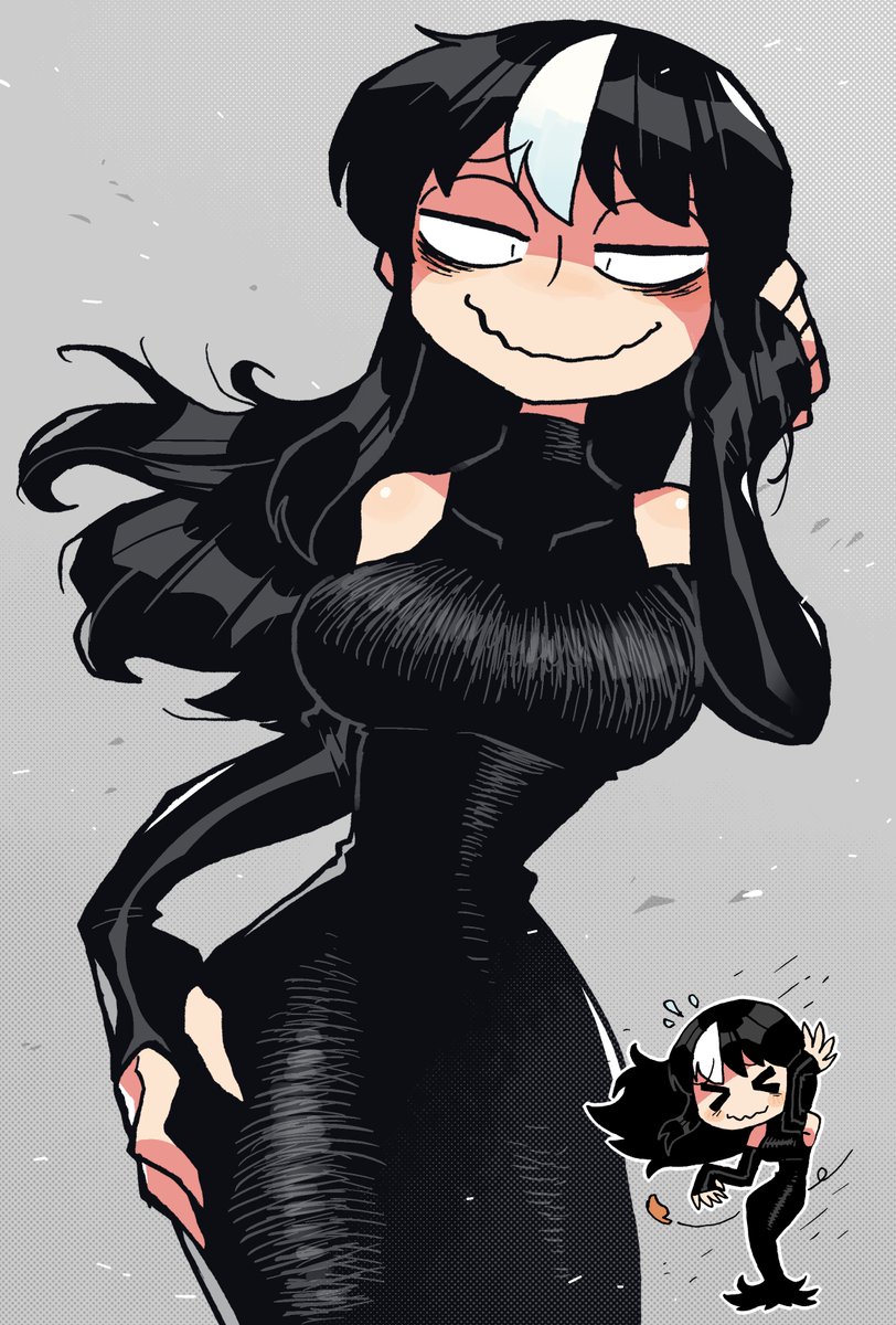big breasts, black hair, breasts, crap-man, female, mob face, monster girl, noss the nosferatu (crap-man), original, original character, tagme, tight clothing, vampire