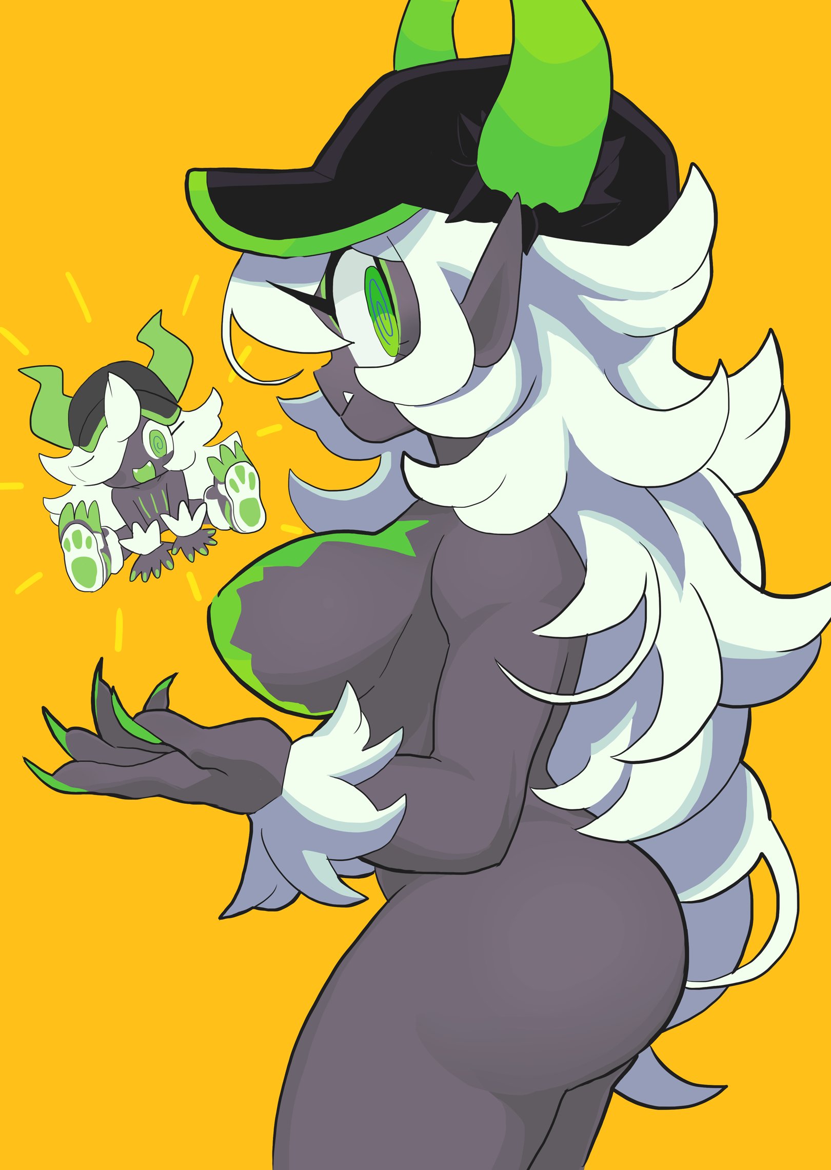 1girls, big breasts, breasts, female, gashi-gashi, horns, monster energy, monster girl, monster-chan, pointy ears, tagme, thick thighs