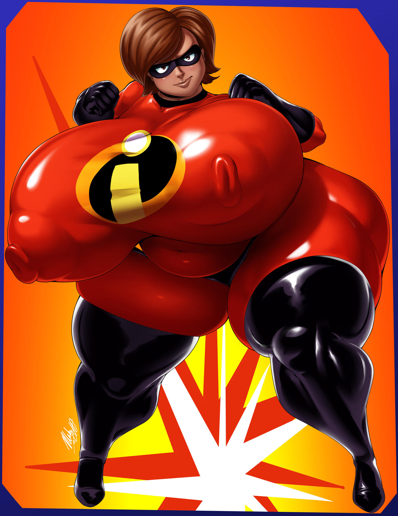 1girls, ass, bbw, belly, big breasts, big lips, breasts, brown hair, disney, elastigirl, fat, female, female only, helen parr, hourglass figure, hyper, hyper ass, hyper bimbo, hyper breasts, large ass, latex, latex gloves, latex suit, latex thighhighs, mabocorescant, milf, nipple bulge, nipples visible through clothing, overweight, pixar, pokies, puffy nipples, smooth skin, superheroine, the incredibles, the incredibles 2, thick lips, thunder thighs, tight clothing