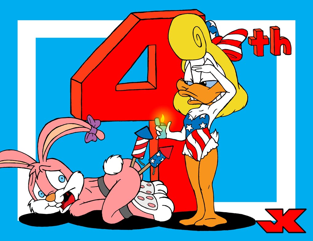 2girls anal_insertion anthro babs_bunny bird black_eyes blonde_hair blue_eyes bondage duck female female_only fireworks fur furry hair jk mammal multiple_females rabbit shirley_the_loon soft_feathers tiny_toon_adventures uncensored warner_brothers