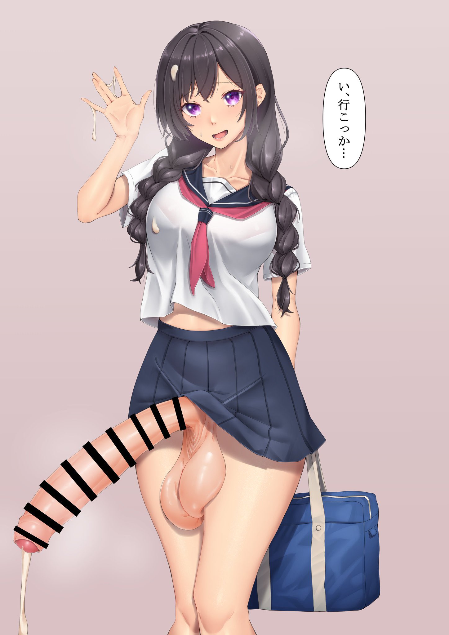 breasts, dickgirl, female, futanari, intersex, negi futa, penis, school uniform, schoolgirl, tagme, takuya t