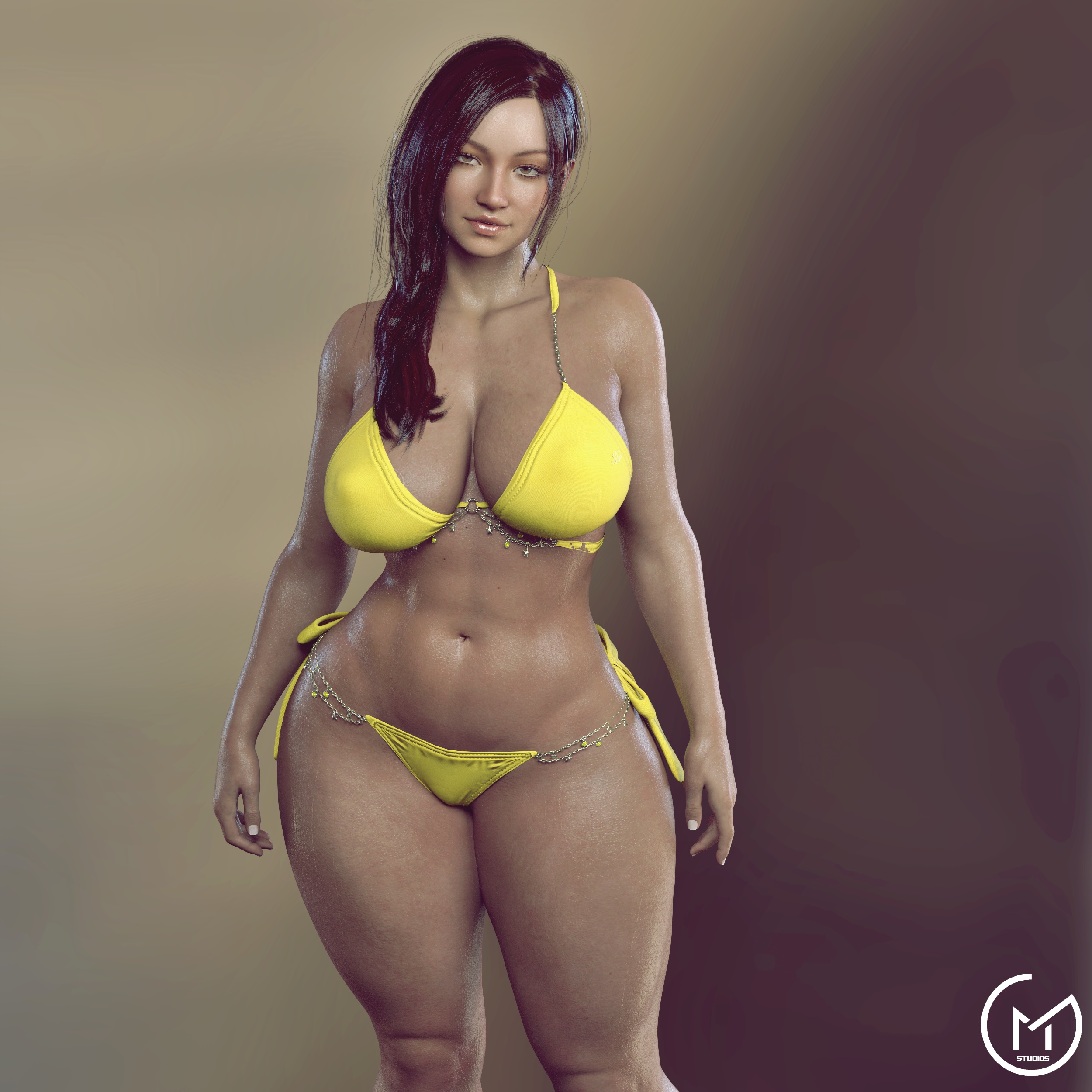 1girls, 3d, big breasts, bikini, breasts, capcom, female, gm studios, mia winters, resident evil, resident evil 8: village, swimsuit, thick thighs, wide hips