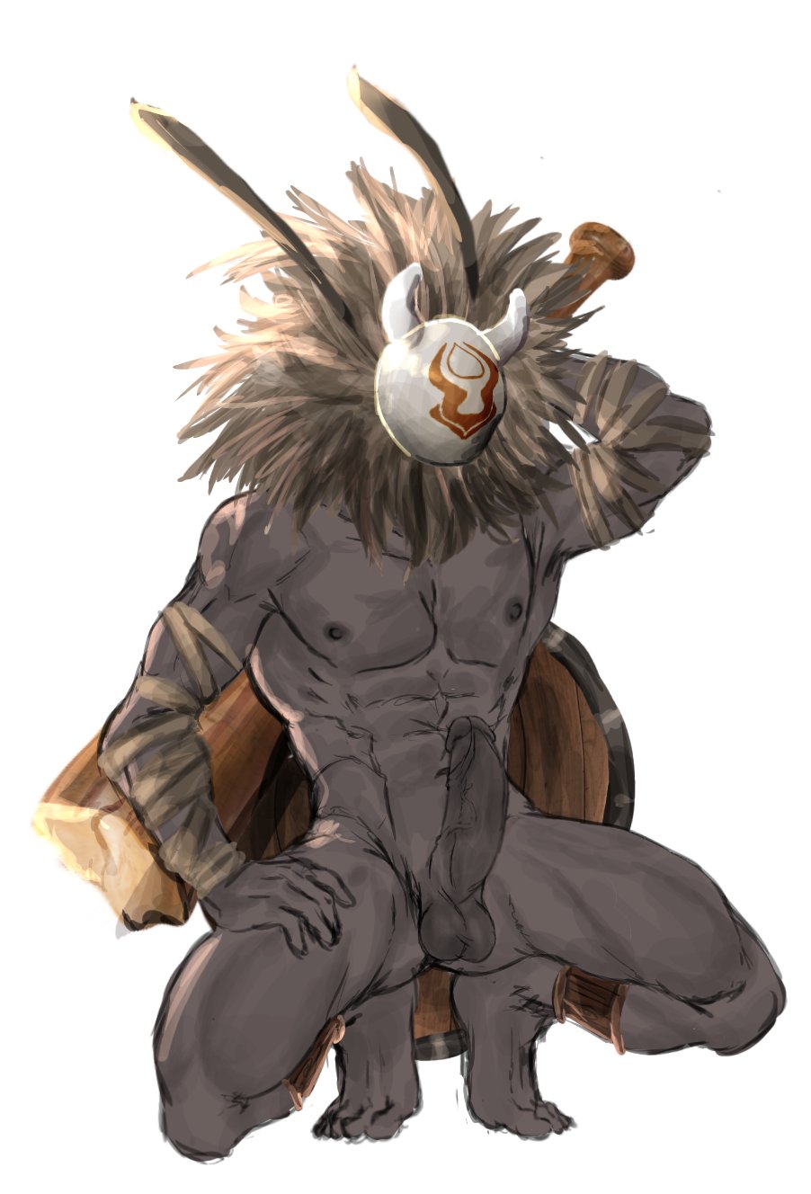 balls, big balls, big penis, boner, erection, gay, genshin impact, genzonillablack, hilichurls (species), male, male only, penis, solo, solo male