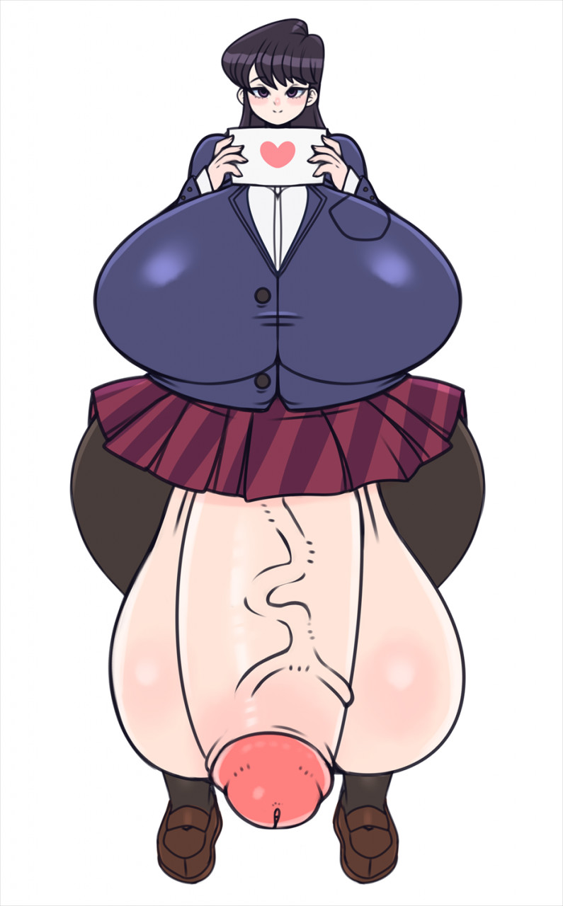 1futa alternate_breast_size balls ballsack breasts breasts_bigger_than_head dangling_testicles dickgirl enormous_penis foreskin foreskin_folds futa_only futanari gigantic_testicles huge_balls huge_cock huge_testicles human hyper hyper_penis intact komi-san komi-san_wa_komyushou_desu komi_shouko love_letter low_hanging_balls matospectoru penis penis_out purple_eyes purple_hair retracted_foreskin school_uniform schoolgirl scrotum semi-erect small_head solo testicles toony uncut valentine valentine's_day veiny_penis white_background