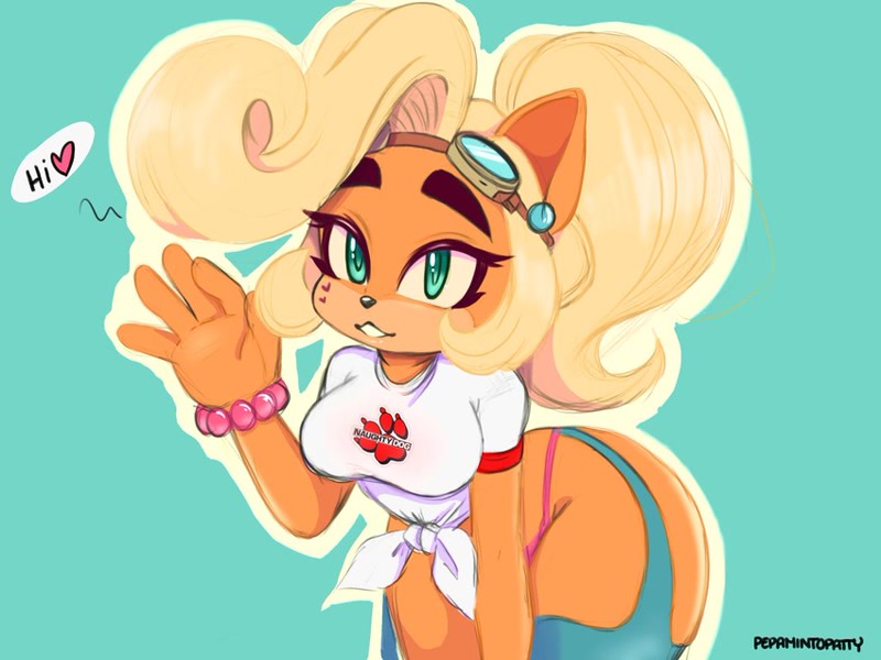 bent over, big breasts, breasts, coco bandicoot, crash (series), female, garter belt, pepamintop, pepamintopatty, tagme, thong