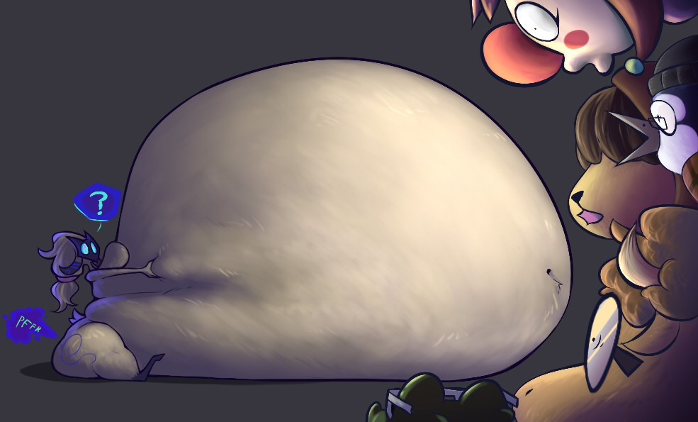 ? anal_vore anthro anthro_pred bbw belly big_belly big_butt bovid breasts butt caprine curvy_figure digestion fart farting female female_pred gas gassy giant_belly gigantic_belly goat huge_belly hyper hyper_belly implied_vore kindred lamb_(league_of_legends) large_belly larger_prey league_of_legends mammal massive_belly overweight overweight_anthro overweight_female riot_games scaliecrocs sheep smaller_pred video_games voluptuous vore