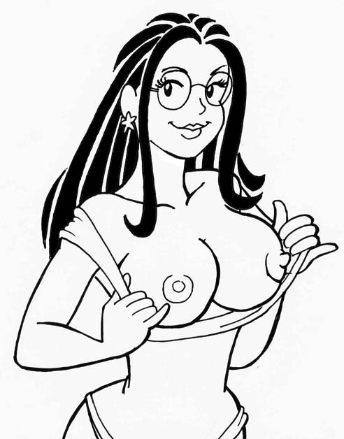 1girls big_breasts black_hair breasts breasts_out clothed flashing glasses latina monica's_gang monochrome shirt_pull smile smiling smiling_at_viewer tagme teenager tina_(tdm) turma_da_monica vicente