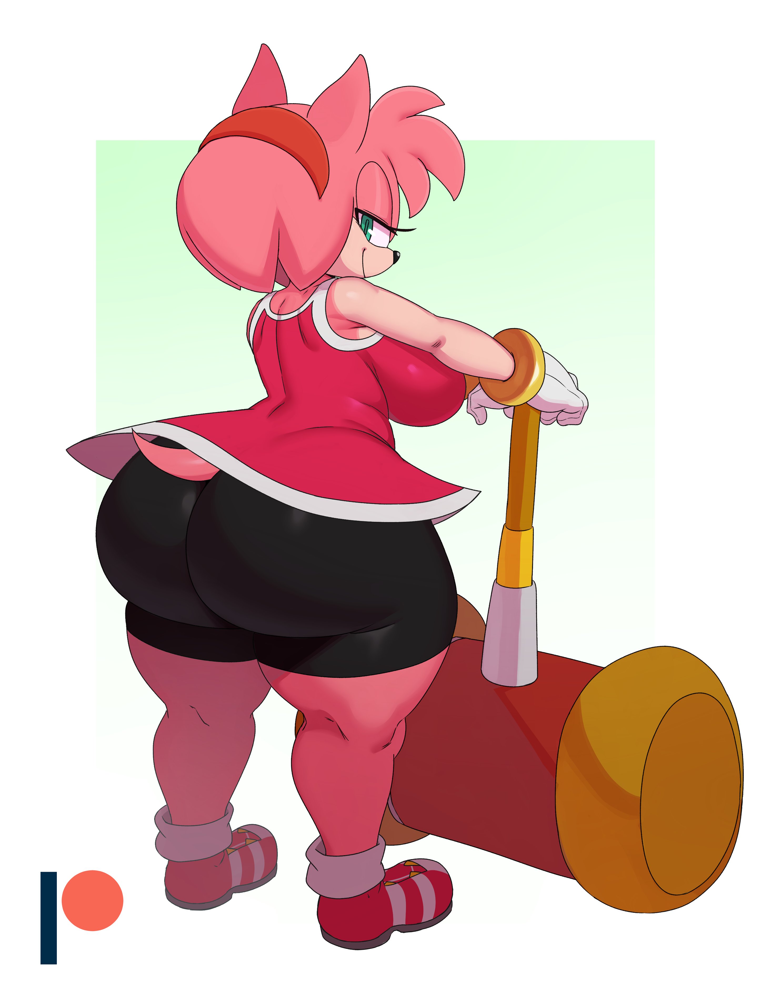 1girls, alternate version available, amy rose, anthro, ass, big ass, big breasts, big butt, bottom heavy, breasts, bubble ass, bubble butt, curvy, fat ass, fat butt, female, female only, huge ass, huge butt, large ass, large breasts, large butt, looking back, piko piko hammer, shortstack, solo, solo female, sonic (series), sssonic2, standing, thick, thick ass, thick legs, thick thighs, voluptuous, wide hips