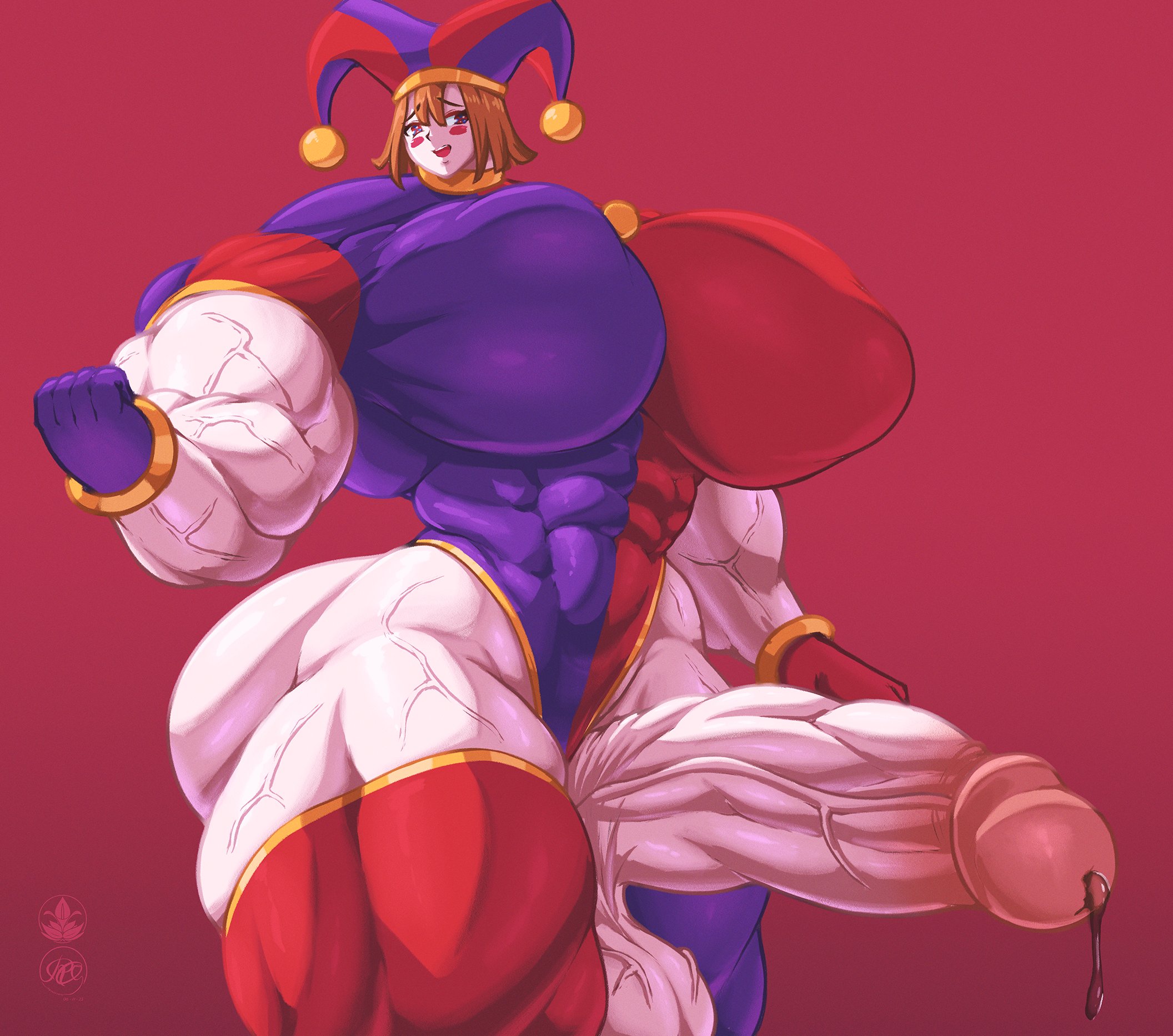 1futa, 2023, 2d, 2d (artwork), 2d artwork, balls, breasts, clothed, clothing, dickgirl, dripping, erect penis, erection, extreme muscles, female, futa only, futanari, glitch productions, gooseworx, huge balls, huge breasts, huge cock, huge penis, huge testicles, humanoid, humanoid penis, hyper, hyper muscles, intersex, large penis, long penis, male, mostly clothed, muscles, muscular, muscular female, muscular futa, muscular male, penis, pomni, pomni (the amazing digital circus), precum, precum drip, roneesan, scrotum, solo, standing, testicles, the amazing digital circus, thick thighs, uncensored, veiny penis, wide hips