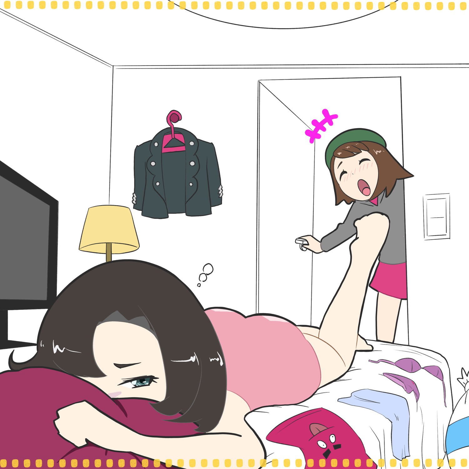 2girls, ass, ass focus, clothing, comic, female, female only, gloria (pokemon), human, human only, marnie (pokemon), microsd (artist), multiple females, multiple girls, nintendo, pokemon, pokemon ss, yuri