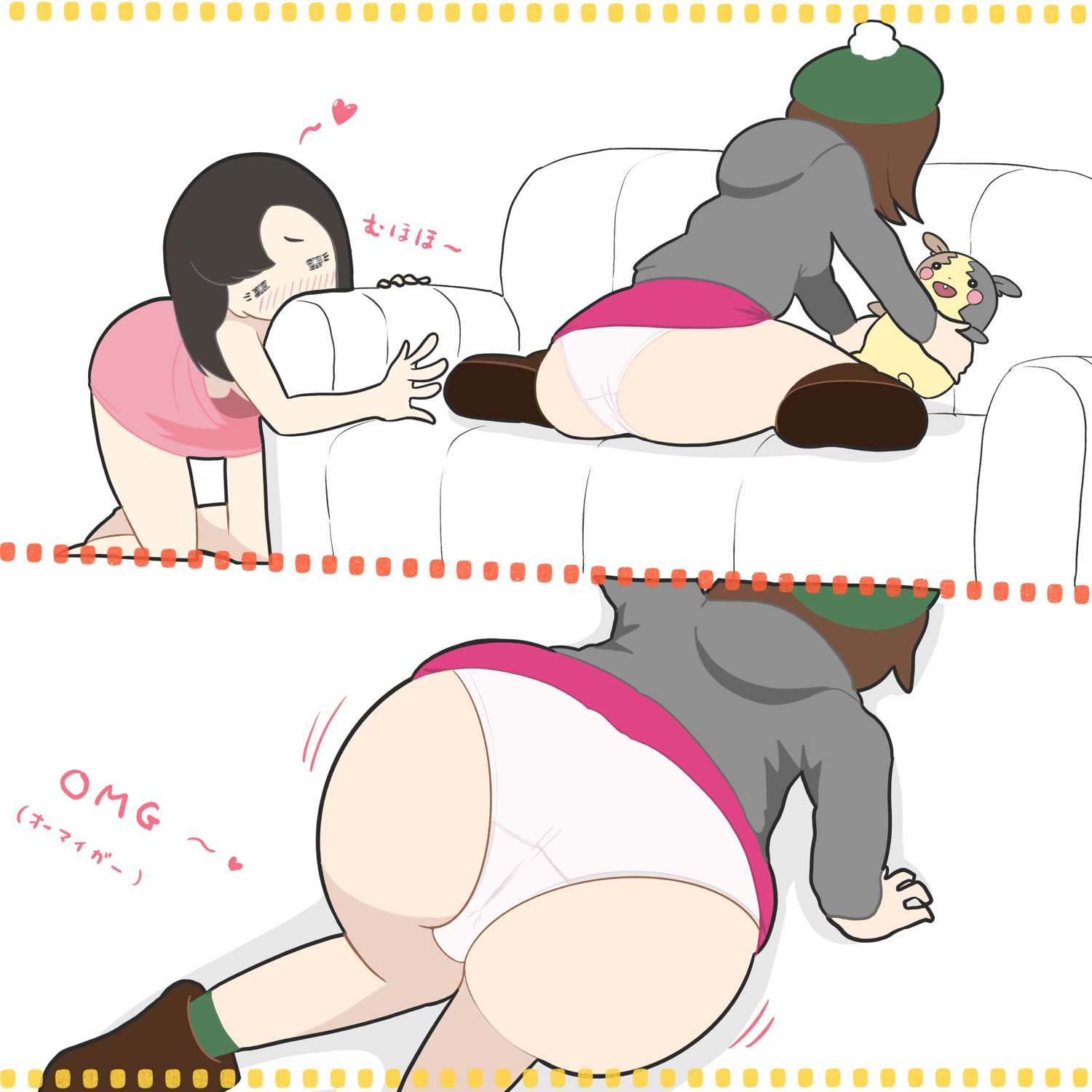 2girls, ass, ass focus, clothing, comic, female, female only, female pervert, gloria (pokemon), human, human only, marnie (pokemon), microsd (artist), multiple females, multiple girls, nintendo, pokemon, pokemon ss, yuri
