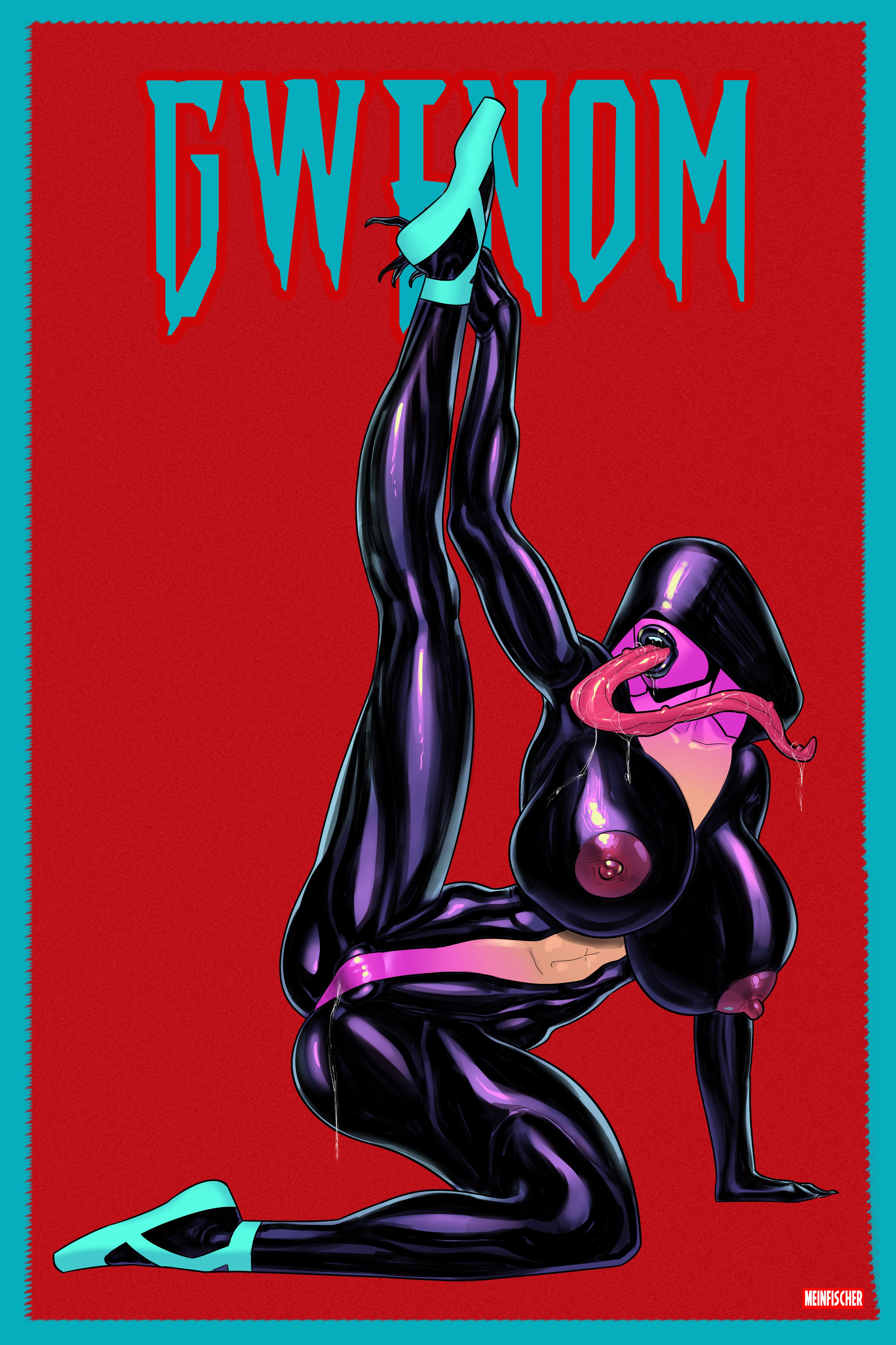 1girls, big lips no eyes, bimbo, breasts, busty, cleavage, curvy, deep cleavage, female, female focus, female only, full body, gwen stacy, gwenom, hidden eyes, hourglass figure, marvel, marvel comics, meinfischer, solo, spider-gwen, spider-man (series), symbiote, tagme, thick lips, venom, venom (marvel), voluptuous, wide hips