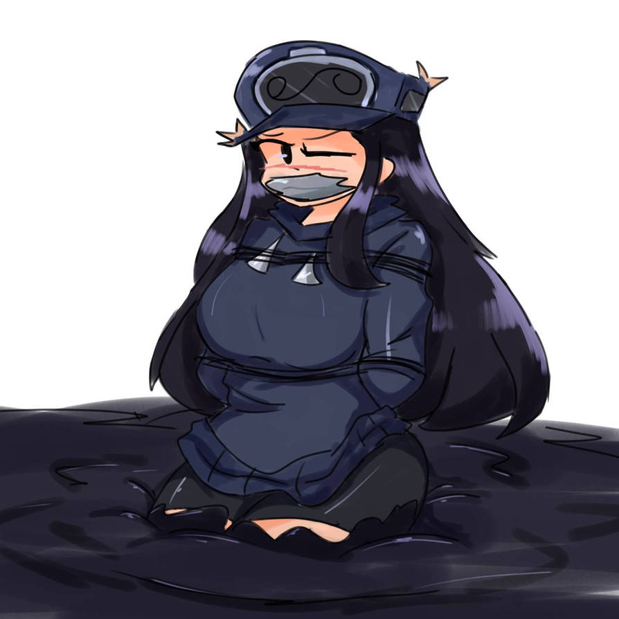 1girls arms_behind_back big_breasts black_hair blue_headwear blue_hoodie blush blushing breasts cap cassette_girl clothed dedinside123 female female_only gag gagged hat hoodie human large_breasts long_hair looking_at_viewer mob_face newgrounds one_eye_closed quicksand simple_background simple_eyes sinking solo solo_female tape tape_gag tied_up white_background