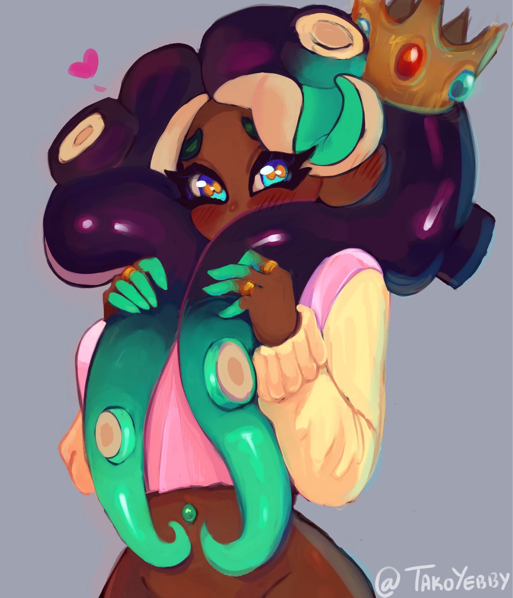 bottomless, female, looking at viewer, marina (splatoon), solo, splatoon, takoyebby