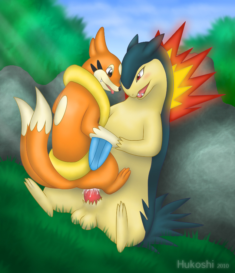 floatzel hukoshi nintendo pokemon pokemon_(species) straight_hair typhlosion