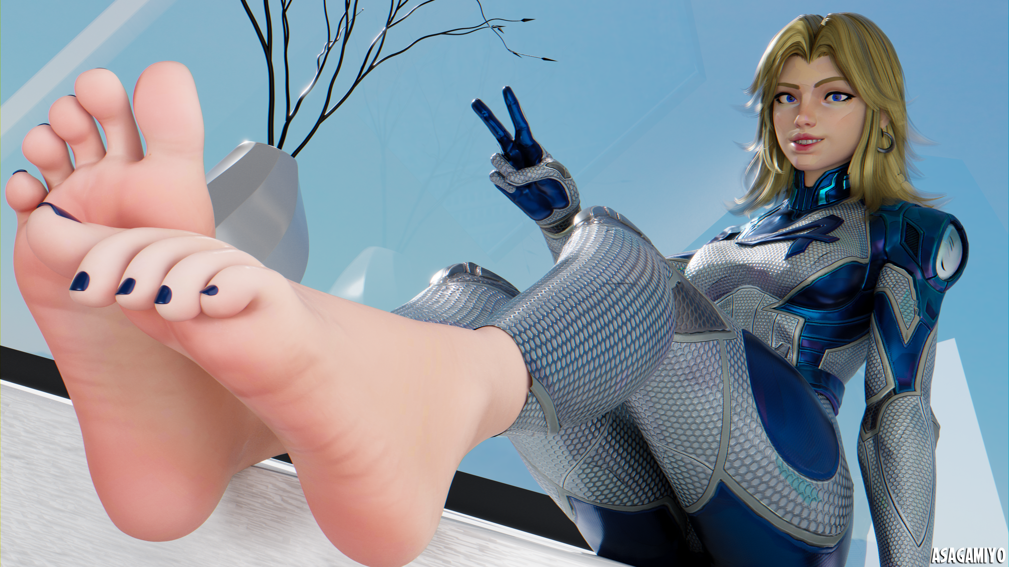 1girls, 3d, asagamiyo, barefoot, fantastic four, feet, female, female only, foot fetish, foot focus, fully clothed, invisible woman, invisible woman (marvel rivals), marvel, marvel rivals, mature female, milf, mother, questionable, soles, solo, solo female, sue storm, v