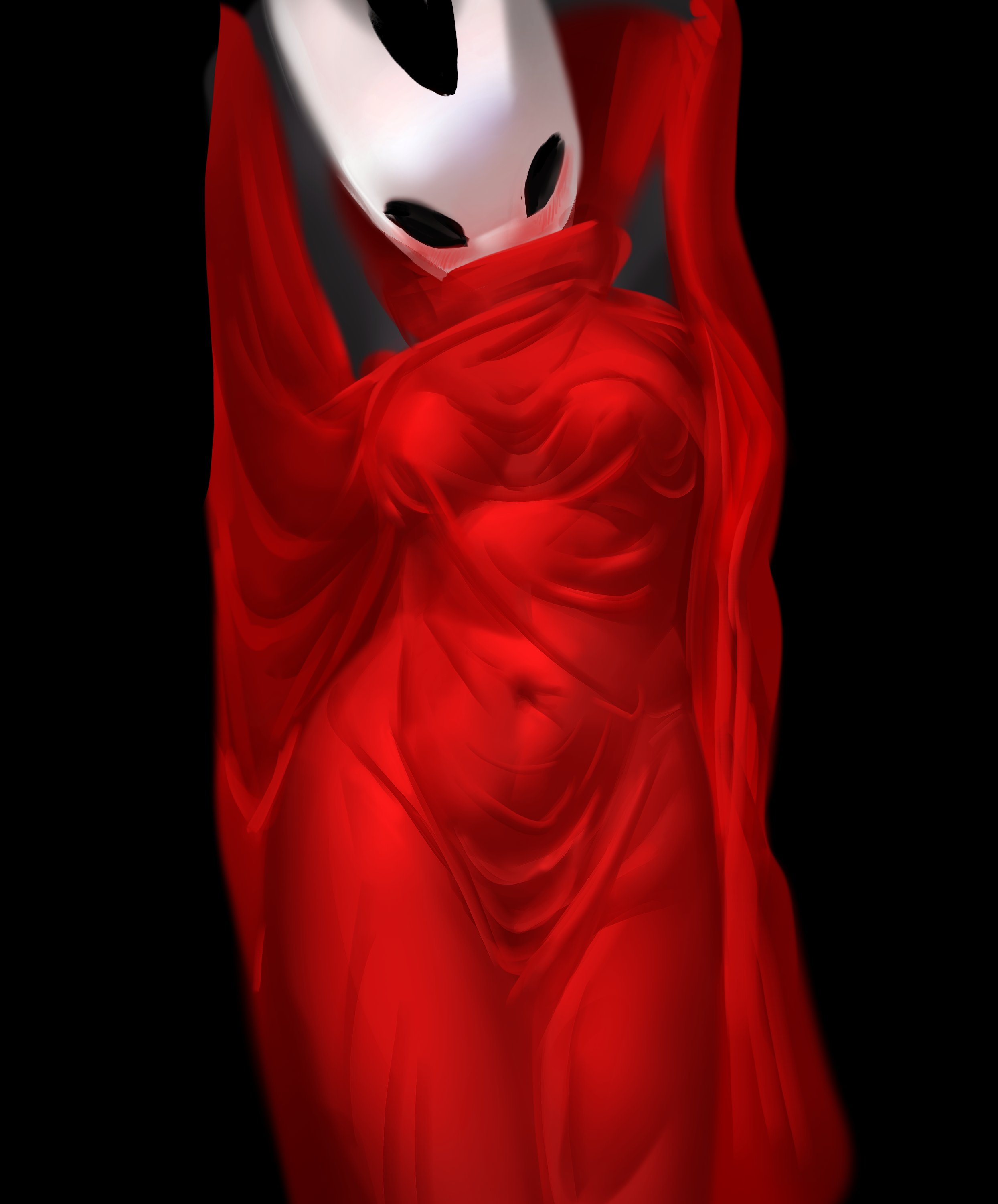 1girls, austinarts4, belly, belly button, blush, blushing, hollow knight, hollow knight (franchise), hollow knight: silksong, hornet (hollow knight), large breasts, masked female, navel, silksong, skin tight outfit, solo female, voluptuous female