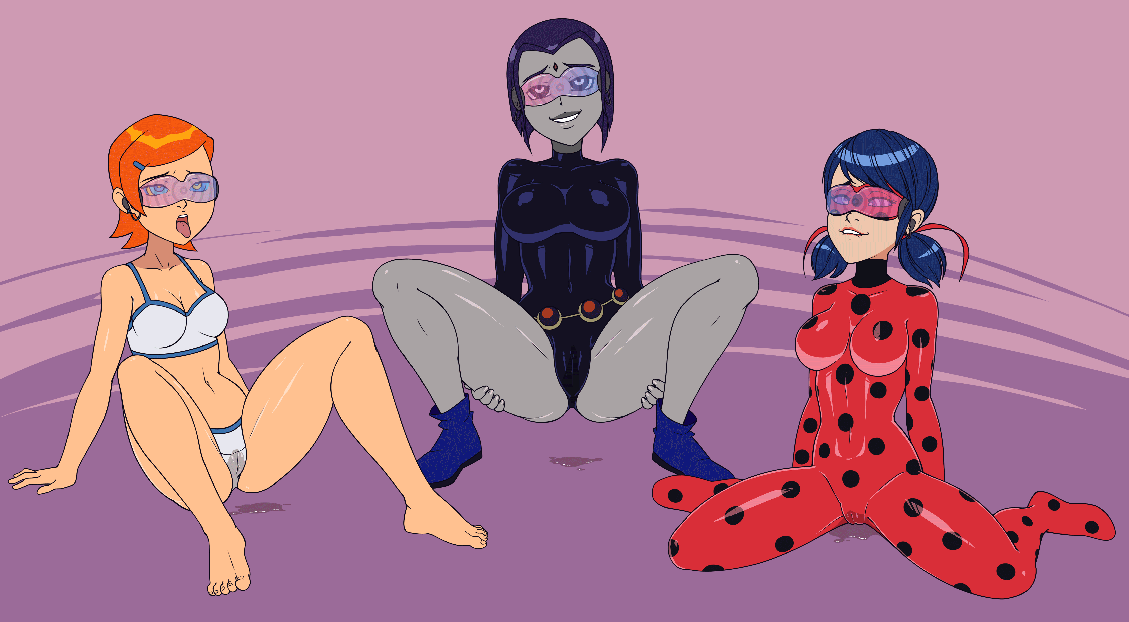 3girls, absurd res, animated, animated gif, barefoot, ben 10, biting lip, blue hair, bra, crossed eyes, dazed, dc, dc comics, earbuds, eye roll, feet, femsub, gif, grey skin, gwen tennyson, gwen tennyson (classic), hair ribbon, happy trance, headphones, hypnosis, hypnotic device, hypnotic eyes, hypnotic visor, kaa eyes, large breasts, leotard, lingerie, marinette dupain-cheng, medium breasts, mind control, miraculous ladybug, navel, open mouth, orange hair, panties, purple hair, pussy, pussy juice, pussy juice drip, rachel roth, raven (dc), red hair, ribbon, ringed eyes, short hair, small breasts, smile, soaked panties, soaked pussy, spread legs, squirting, squirting orgasm, superhero, superheroine, tech control, teen titans, tongue, tongue out, twintails, underwear, visor, white bra, white panties, zelamir