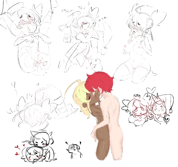 brawl stars, chester (brawl stars), cum, cum inside, cute, game, line art, mandy (brawl stars), sketch