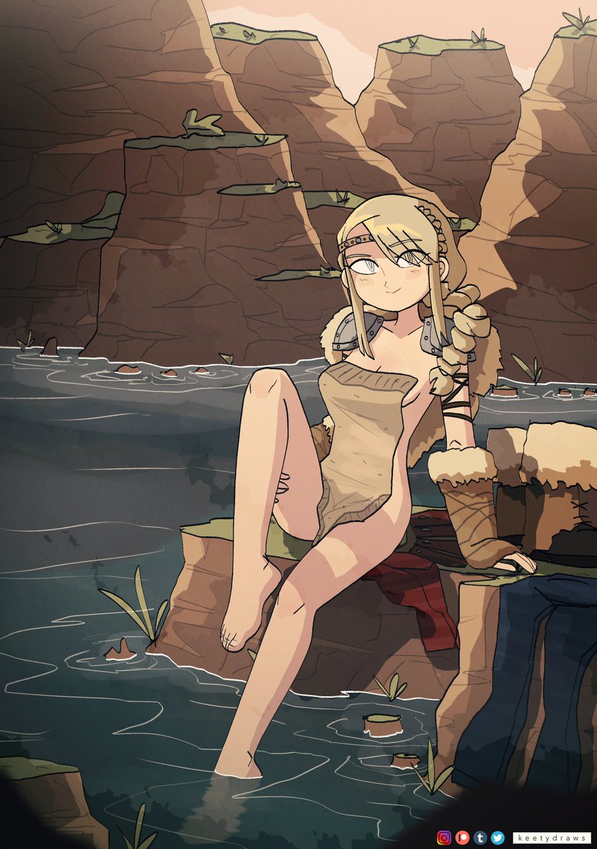 1girls, astrid hofferson, blonde, blonde female, blonde hair, blonde hair female, boobs, braid, braided hair, braids, breast, breasts, cleavage, dreamworks, exposed breast, exposed breasts, female, female artist, female only, how to train your dragon, inner sideboob, kt-draws, light skin, light-skinned female, naked, partially clothed, partially clothed female, pauldron, pauldrons, sideboob, solo, solo female, tagme, towel, woman