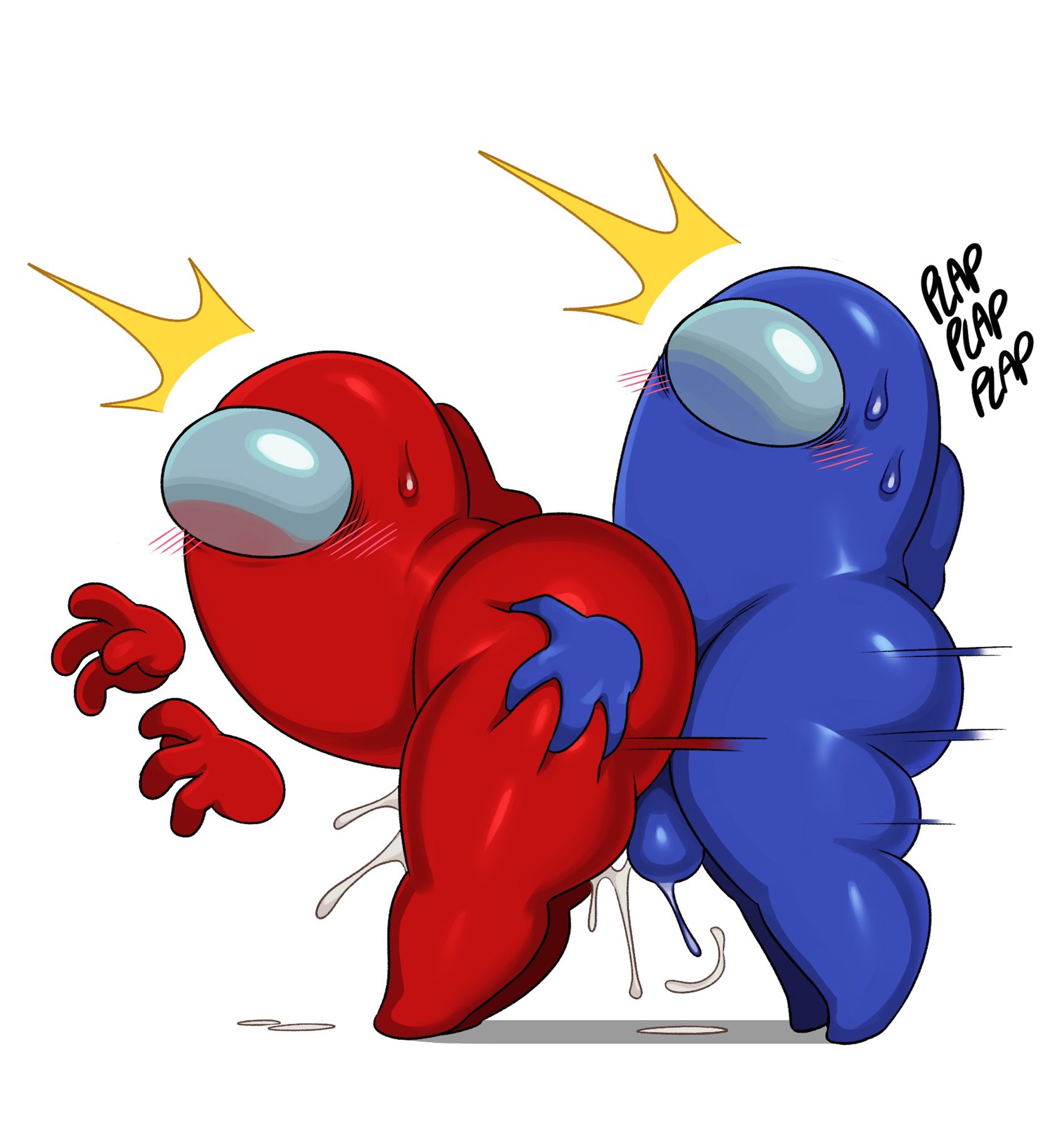 ..., 2022, 2boys, 4 fingers, among us, anal penetration, ass, balls, big ass, big butt, blue (among us), blush, bodily fluids, bubble ass, bubble butt, caught, cum, cum inside, ejaculation, fingers, gay, genital fluids, genitals, group, hi res, humanoid, innersloth, male, male only, male penetration, male shortstack, penetration, penile, penile penetration, penis, red (among us), sex, shortstack, simple background, sssonic2, sweat, tagme, testicles, thick thighs, video games, white background