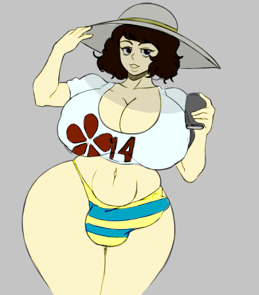 1futa alcohol balls bermuda_art big_penis black_hair breasts bulge clothed clothing colored edit erection futa_only futanari hat huge_ass huge_breasts human light-skinned_futanari light_skin partially_clothed penis persona persona_5 sadayo_kawakami short_hair solo solo_futa standing t-shirt thick_thighs voluptuous wide_hips