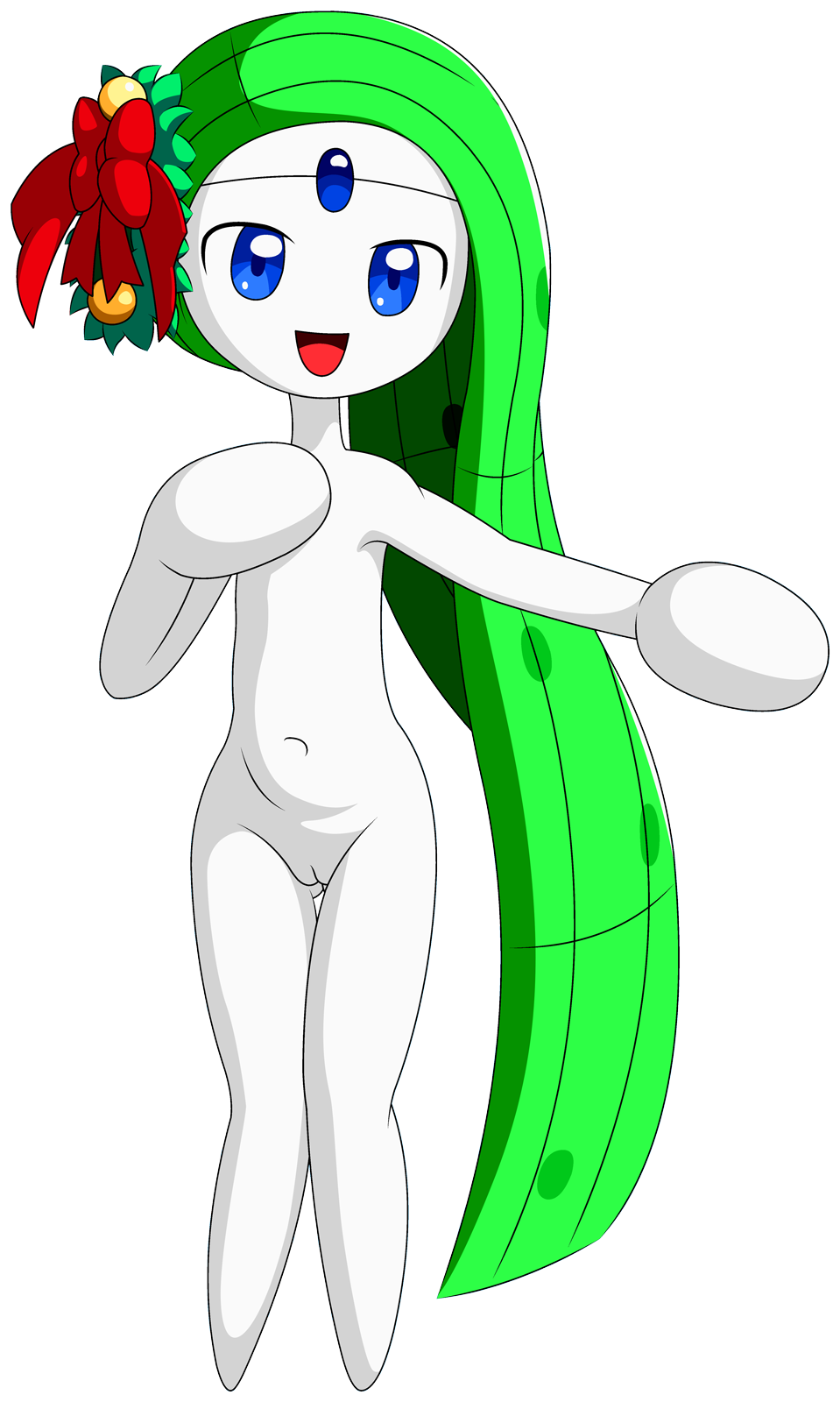 1girls anthro christmas female female_only looking_at_viewer meloetta muirtower nintendo nude open_mouth pokemon pussy solo tongue