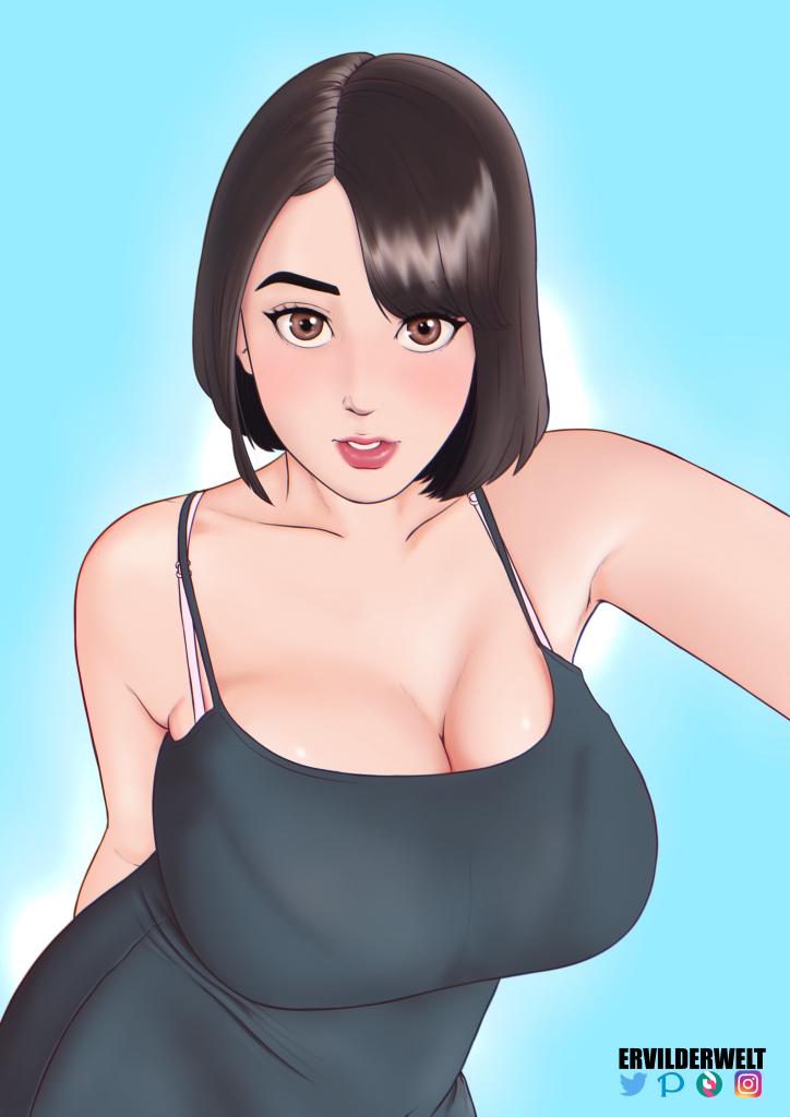 big_breasts breasts brown_eyes brown_hair bunny_ayumi ervilderwelt short_hair streamer twitch.tv twitch_streamer