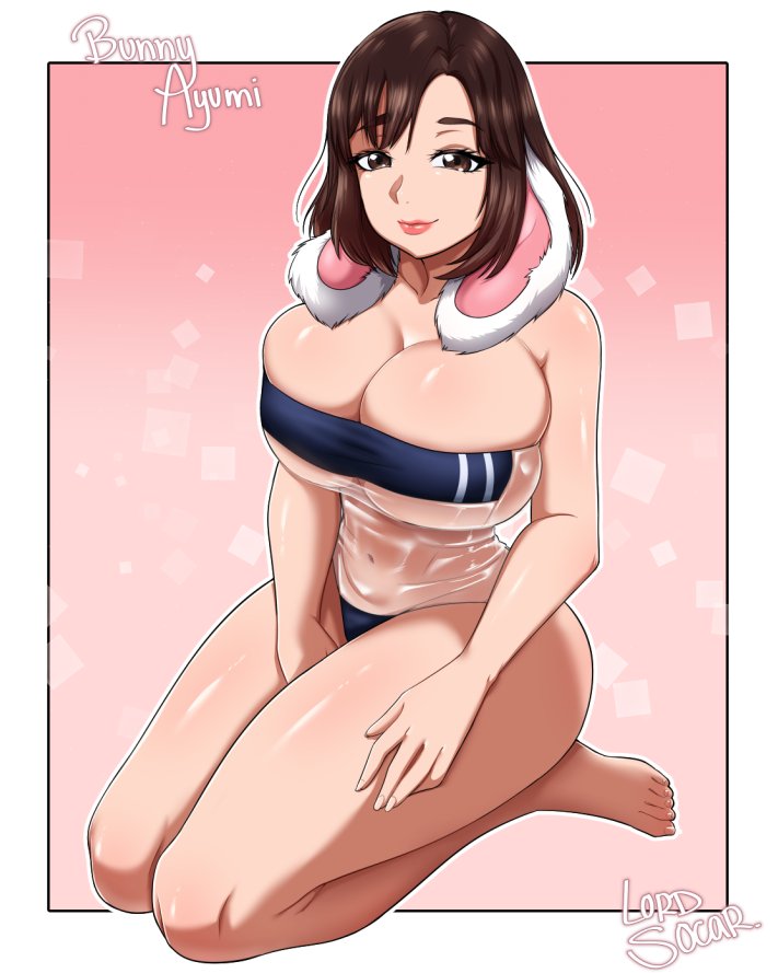 1girls big_breasts breasts brown_eyes brown_hair bunny_ayumi short_hair solo_female streamer twitch.tv twitch_streamer