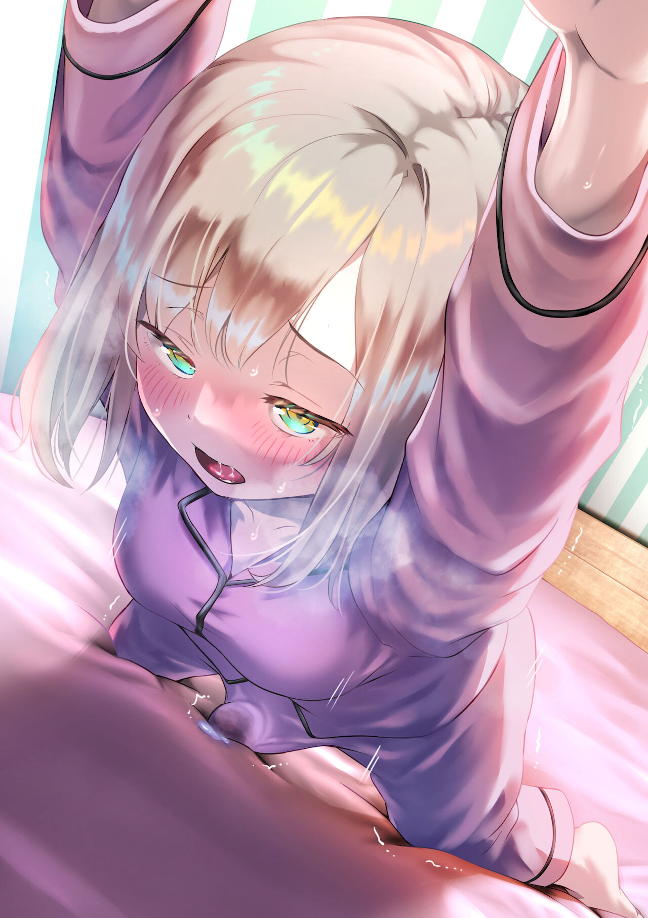 1futa, after orgasm, ahe gao, ayanakitori, bed, blush, cum, cum in clothes, erection, erection under clothes, futa only, futanari, intersex