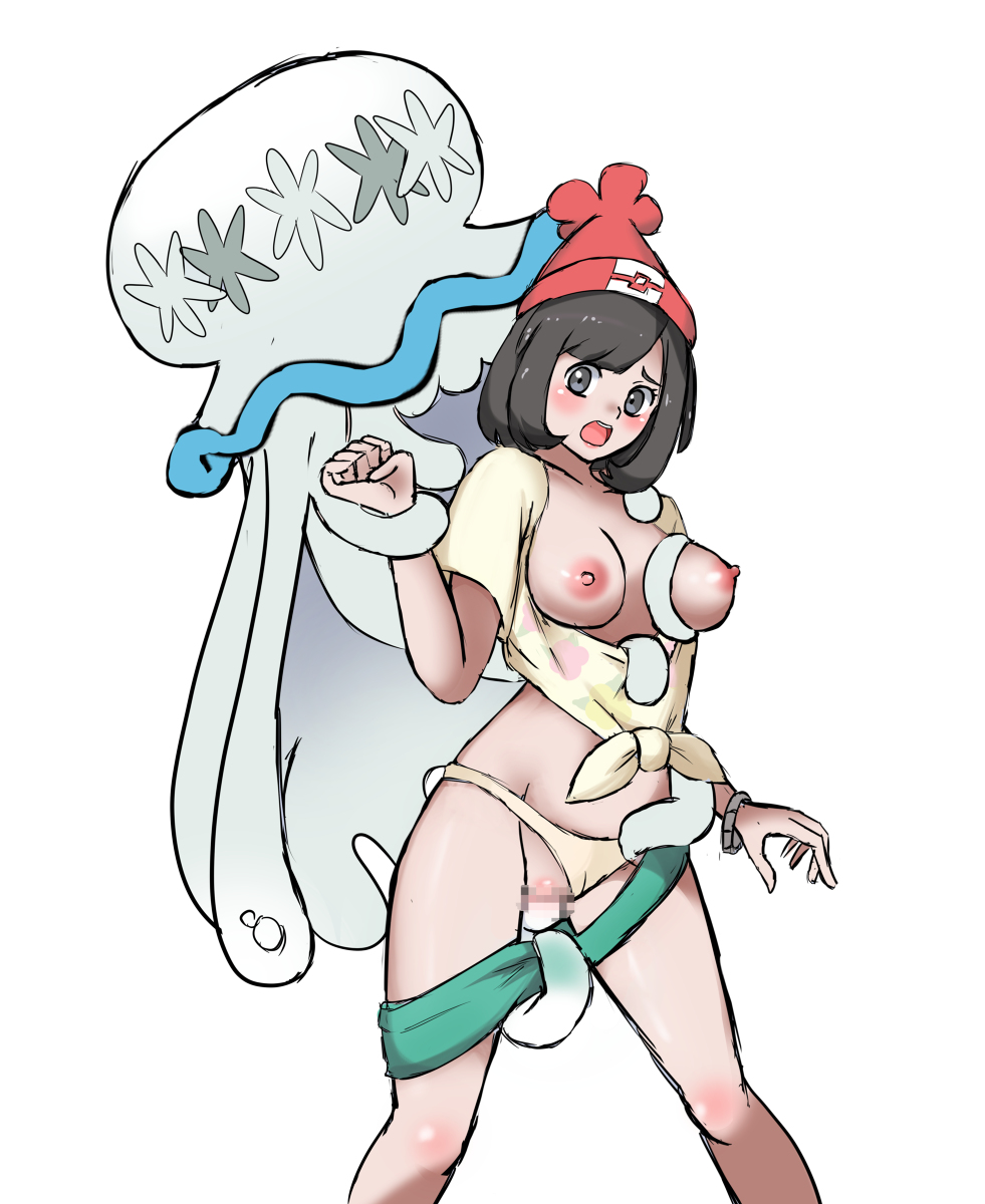 1girls beanie black_hair blush breasts breasts_out censored clothed clothing female game_freak gray_eyes imminent_rape interspecies light-skinned_female light_skin mosaic_censoring nihilego nintendo nipples nivi open_mouth panties panties_aside pokemon pokemon_(game) pokemon_(species) pokemon_sm pokephilia rape restrained selene_(pokemon) short_hair simple_background spread_legs tentacle tentacle_sex white_tentacles yellow_panties