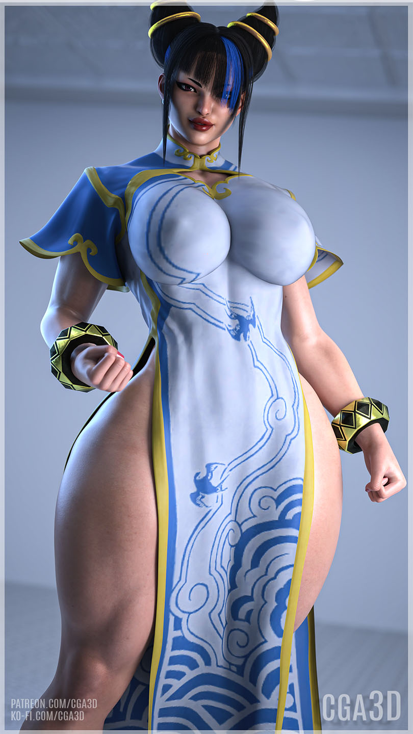 1girls, 3d, 3d (artwork), 9:16, abs, big breasts, big butt, black hair, black tape project, blue hair, breasts, bubble ass, bubble butt, capcom, cga3d, chun-li, chun-li (cosplay), cosplay, curvaceous, curvy, curvy body, curvy female, curvy figure, curvy hips, erotichris, female, female only, fit, fit female, heterochromia, hourglass figure, huge breasts, juri han, large breasts, light skin, light-skinned female, multicolored hair, no panties, pale skin, pale-skinned female, purple eyes, sideboob, solo, solo female, street fighter, street fighter 6, thick ass, thick hips, thick legs, thick lips, thick thighs, thighs, toned, toned legs, voluptuous, voluptuous female, wide hips