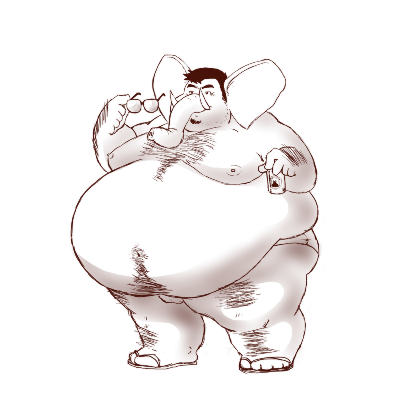 2012 anthro balls belly big_belly clothing elephant elephantid fat fatyogi footwear genitals humanoid_hands male male_only mammal moobs morbidly_obese morbidly_obese_male nipples obese obese_male overweight overweight_male proboscidean sandals solo