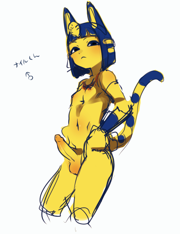 animal_crossing ankha ankha_(animal_crossing) anthro felid feline felis femboy fur furry furry_only genderswap_(ftm) male male_ankha male_only nintendo niwa827 penis rule_63 smug solo tail thick_ass thick_penis thick_thighs