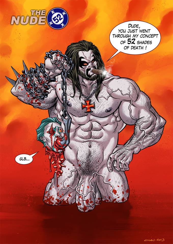 1boy 2013 2boys abs aqua_hair artist_name balls ballsack bara beard black_hair blood body_hair chain cigar comics dc dc_comics disembodied_head english english_text facial_hair flaccid_penis gay gore green_hair guro hairy_balls hairy_chest hairy_male huge_cock human lobo_(dc) logan_(artist) long_hair_male male male_nipples male_only male_pubic_hair manly mature_male monster_cock muscles muscular_anthro muscular_male mustache necklace nude_male partial_male pecs penis pubes scrotum smoking solo solo_focus testicles veiny veiny_muscles veiny_penis violence