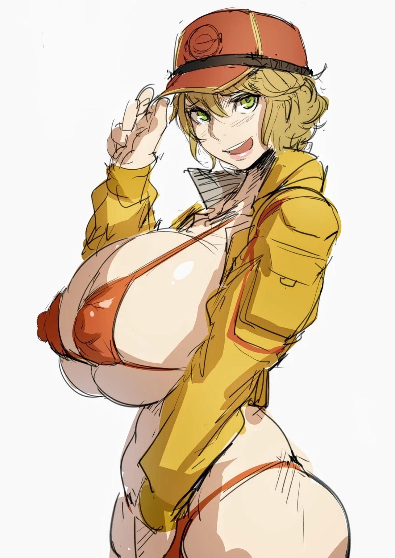 1girls, abs, big breasts, bikini, bikini top, blonde hair, breasts, cap, cindy aurum, curvaceous, curvy, curvy body, curvy female, curvy figure, female, female focus, female only, final fantasy, final fantasy xv, green eyes, huge breasts, kunaboto, large breasts, looking at viewer, short hair, sketch, smile, smiling at viewer, solo, solo female, venus body, voluptuous
