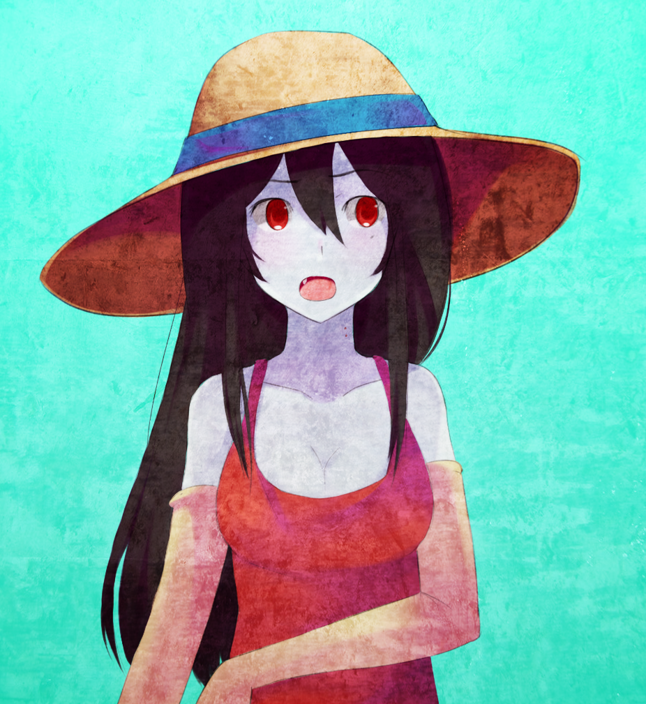 2013 adventure_time black_hair blue_skin breasts cartoon_network cleavage female female_only marceline marceline_abadeer oerba_yun_fang ragecndy red_eyes red_tank_top vampire