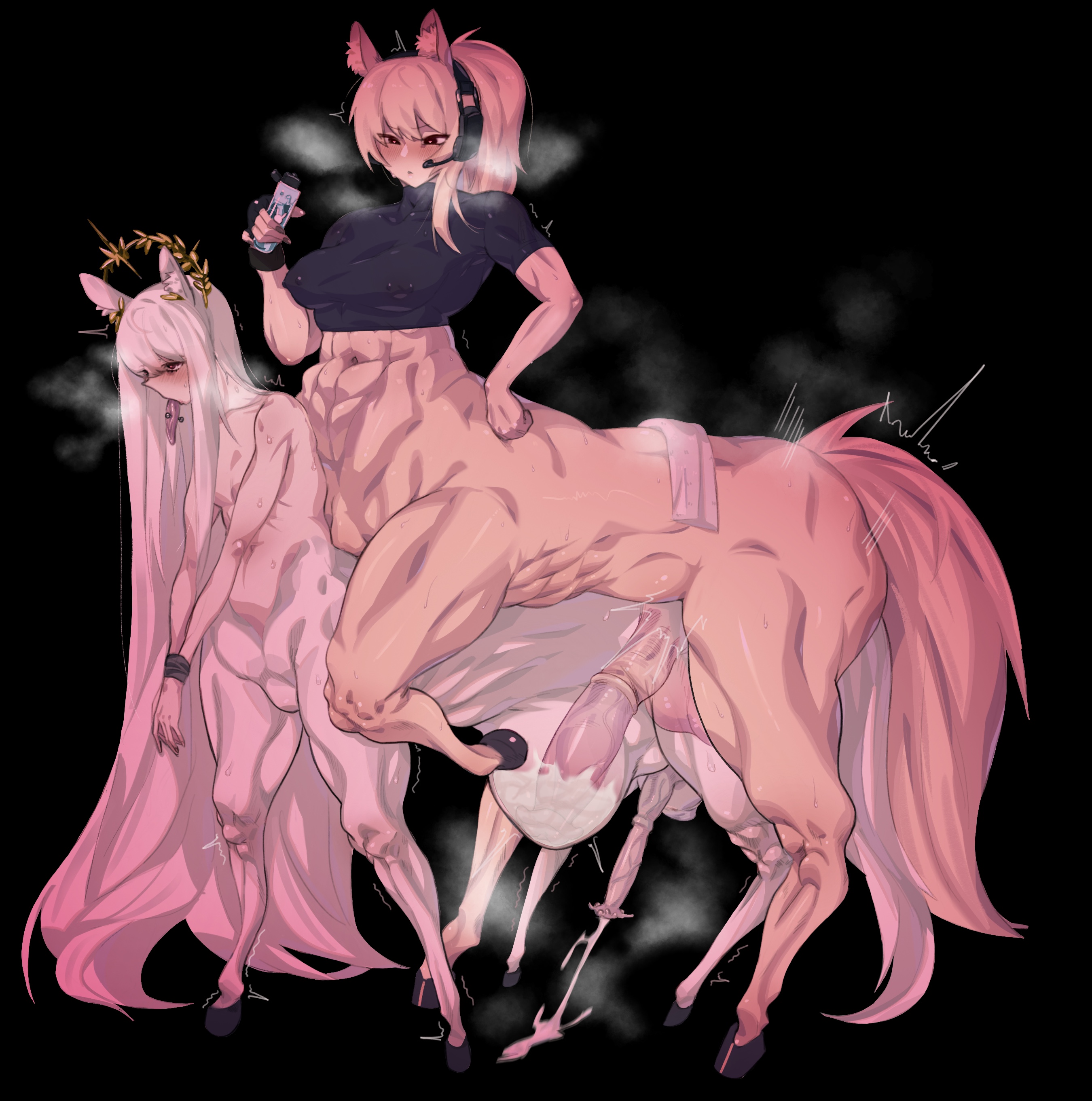 2futas, abs, after workout, ambiguous penetration, anal, anal sex, animal genitalia on humanoid, animal penis, arknights, balls, bottomless, breasts, centaur, clothed, clothing, cum, cum inside, cum while penetrated, ejaculation, ejaculation while penetrated, equid taur, erection, futa centaur, futa on futa, futa only, futanari, hands-free, handsfree ejaculation, horsecock, horsecock futa, horsecock on humanoid, huge balls, huge cock, human, intersex, light skin, medium breasts, muscular, muscular futa, nearl (arknights), nipple bulge, nipple piercing, nipples, pale skin, partially clothed, penis, penis size difference, piercing, platinum (arknights), sex, stomach bulge, sweat, taur, tight clothing, tongue, tongue out, tongue piercing, towel, victim alice, wrists bound, x-ray