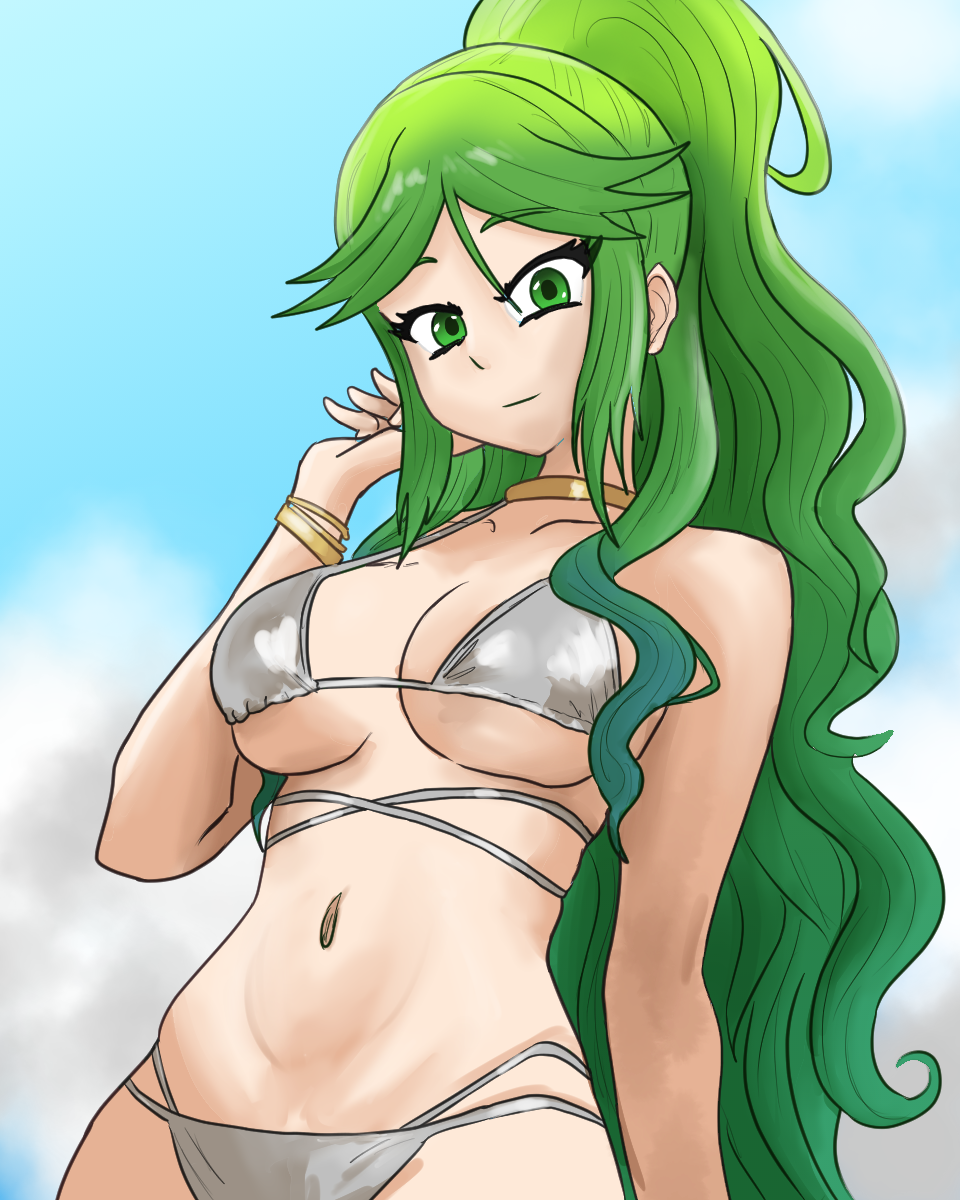 breasts female female_only green_eyes green_hair kid_icarus mythkaz nintendo palutena solo