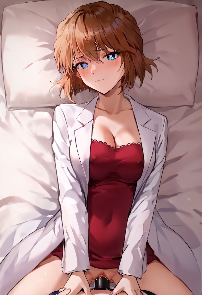 ai_generated detective_conan missionary_position shiho_miyano strap-on yuri