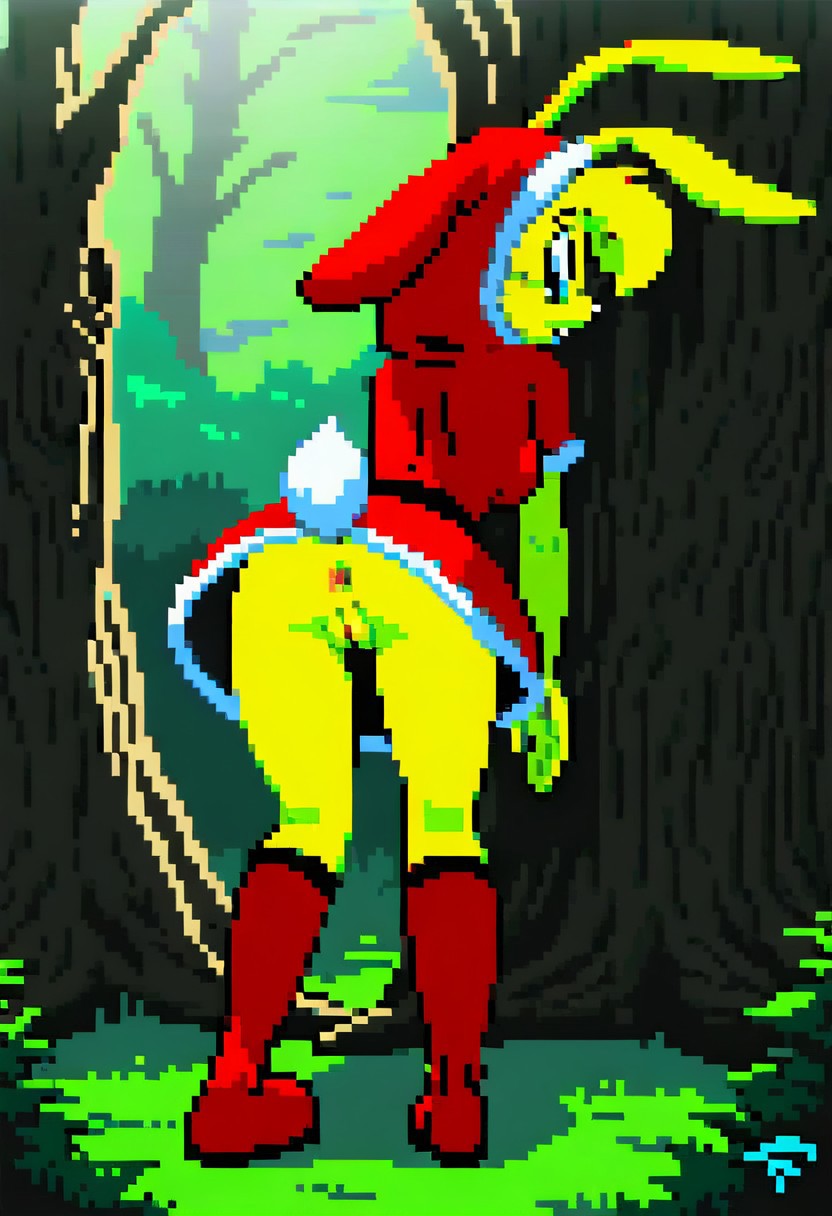 ai_generated female furry jazz_jackrabbit_(series) little_red_riding_hood lori_jackrabbit pixel_art