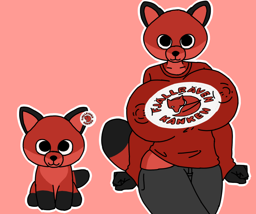 after_transformation beanie_boo big_breasts fjallraven fox furry huge_breasts nipple_bulge nipples_visible_through_clothing plushie shibamilk123 stretched_clothing transformation transformation_sequence