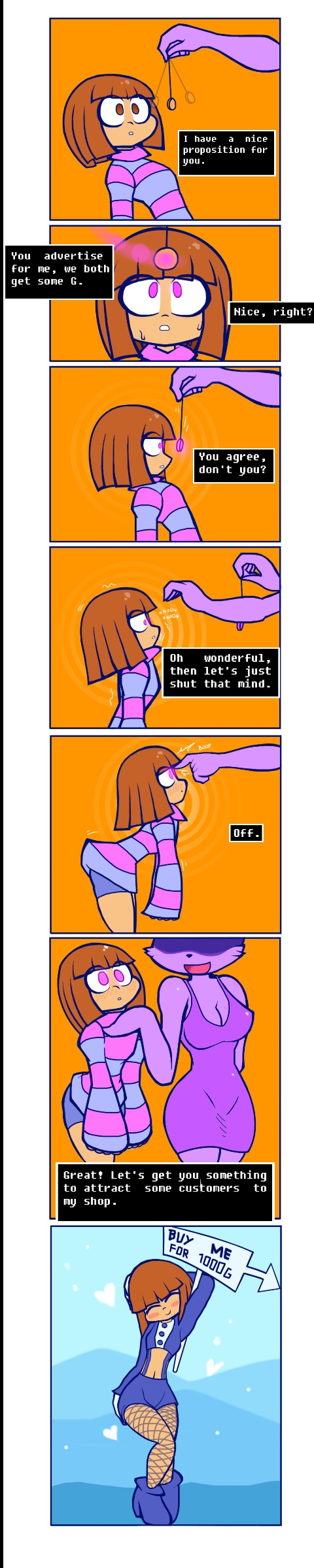 evenytron femboy fishnets frisk hypnosis mind_control prostitution pstash rabbit_shopkeeper_(undertale) undertale